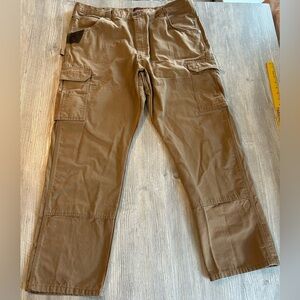 Wrangler Canvas Ripstop Carpenter Mens 42 x 31 Utility Cargo Work Pant Brown Tan